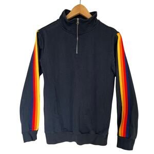 Aldi Gear Pullover Women’s Size S Navy Blue Employee Long Sleeve Retro Striped